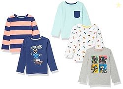 Amazon Essentials Boys' Long-Sleeve T-Shirts, Pack of 5, Light Blue/Navy/White, XX-Large