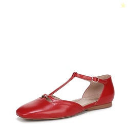 Naturalizer Women's Caresse Mary Jane Flat Red Leather 10 W