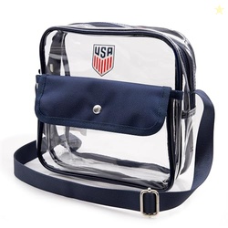 Icon Sports Clear Stadium Bag | Official licensed U.S. Soccer Stadium Approved Clear Crossbody Bag with Zipper and Side Pocket | Crossbag