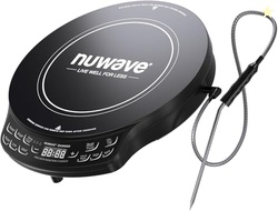 NUWAVE DIAMOND INDUCTION COOKTOP, NEW & IMPROVED ELECTRIC BURNER WITH PROBE, 91 TEMPS 50F TO 500F, 6.5 HEATING COIL, SHATTER-PROOF CERAMIC GLASS, 3 WATTAGE SETTINGS, IDEAL FOR DORMS, RVS & APTS