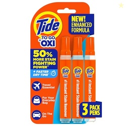 Tide Stain Remover for Clothes, Tide To Go Pen, Instant Stain Remover Pen & Spot Cleaner, Portable & Travel-Friendly, Works on Food & Drink Stains, Fits in Purses & Bags, 3 Count (Pack of 1)