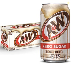 A&W Zero Sugar Root Beer Soda, 12 fl oz cans, 12 count