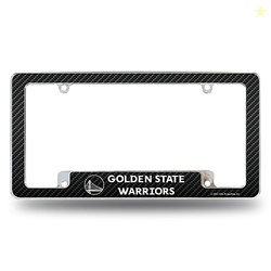 Rico Industries NBA Golden State Warriors Carbon Fiber 12" x 6" Chrome All Over Automotive License Plate Frame for Car/Truck/SUV