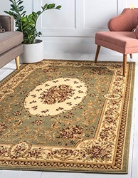 Unique Loom Versailles Collection Traditional Classic Medallion Motif Area Rug (7' 0 x 10' 0 Rectangular, Green/ Ivory)