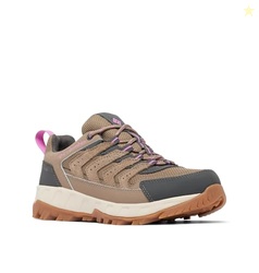 Columbia Womens Strata Trail Low Waterproof, Wet Sand/Berry Patch, 8.5
