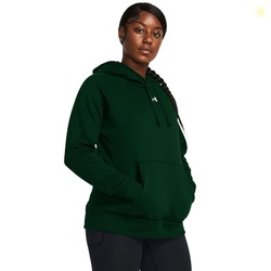 Under Armour Womens Rival Fleece Hoodie, (301) Forest Green / / White, X-Small
