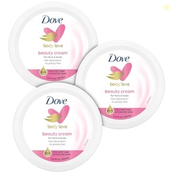 Dove Body Love Beauty Cream, Lightweight, Fast-Absorbing Face and Body Cream for Normal to Dry Skin, 24-Hour Moisture, Luxuriously Scented Face Cream, Hand & Body Lotion, 5.07 Fl Oz (Pack of 3)