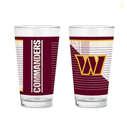 Rico Industries NFL Football Washington Commanders 16 oz Pint Glasses with Digitally Printed Logo, Practical Set of 2 Classic Drinking Glasses, Dishwasher Safe