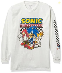 SEGA boys Sonic the Hedgehog Long Sleeve Tee - Sonic, Tails, Knuckles Sega T Shirt, White, 6-May US