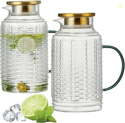 Buaic Glass Pitcher with Lid, 2 PACK