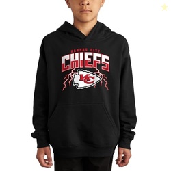 Junk Food NFL - Kansas City Chiefs - Lightning - Officially Licensed Youth Pullover Fleece Hoodie for Boys and Girls