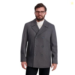 Nautica Men's Wool Blend Peacoat  Double-Breasted Winter Coat, Regular, Big & Tall Sizes, Charcoal, Medium