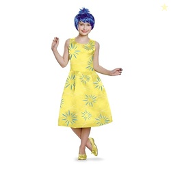 INSIDE OUT JOY COSTUME, DELUXE OFFICIAL DISNEY PIXAR INSIDE OUT GIRLS COSTUME, CHILD SIZE (7-8)