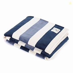 Nautica - Blanket, Ultra-Soft Plush Fleece Blanket for Bed or Couch, Lightweight Micro Flannel Throw Blanket for Year Round Comfort (Awning Stripe Blue, 50" x 60")