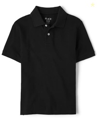 The Children's Place boys Uniform Pique Polo Shirt, Black, XL 14 husky