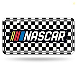 RICO INDUSTRIES NASCAR RACING LOGO CHECKERED FLAG METAL AUTO TAG 8.5" X 11" - GREAT FOR TRUCK/CAR/SUV
