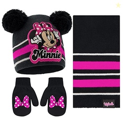 Disney Girls Toddler Winter Hat, Scarf & Mittens Set 2-4 Or Minnie Mouse Hat, Scarves & Kids Gloves Sets 4-7