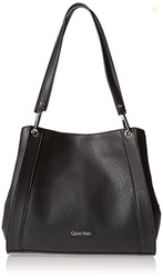 Calvin Klein Reyna Novelty Triple Compartment Shoulder Bag, Black/Silver Combo