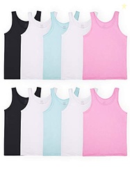 Fruit of The Loom Girls' Undershirts (Camis & Tanks), Tank-10 Pack-Assorted, Medium