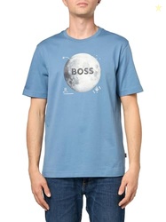 BOSS Moon Logo Cotton T-Shirt, Blue dust, XXL