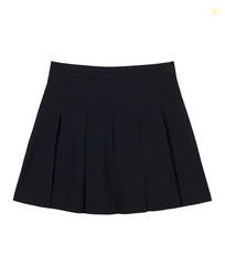 Izod Girls Juniors Uniform Pleated Pull-On Scooter Skirt with Undershorts, Performance Material, Cell Phone Pocket, Navy, 1