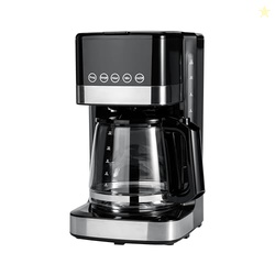Amazon Basics Programmable 12 Cup Drip Coffee Maker, Coffee Machine with Glass Coffee Pot (1.9 Qt), Auto Shut-off, Touch Screen, Auto Pause, Removable Filter Basket, Black & Silver