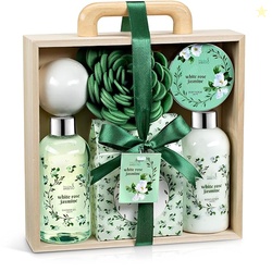 Deluxe White Rose Jasmine Spa Basket 