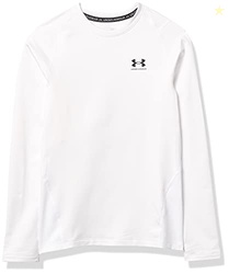 Under Armour Boys' ColdGear Armour Long Sleeve T-Shirt, White (100)/Black, Youth Small