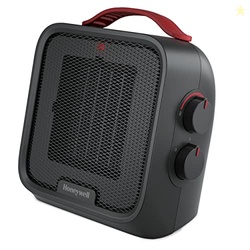 Honeywell UberHeat 5 Portable Ceramic 1500W Space Heater. Indoor space heater for Small Rooms, Bedrooms, and Homes. Fast Heating with Tip-over Protection - Black, HEC210B
