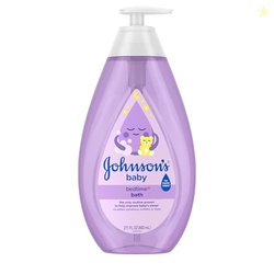 JOHNSON'S BEDTIME BABY BATH WITH SOOTHING NATURALCALM AROMAS, HYPOALLERGENIC & TEAR-FREE LIQUID BABY BATH FORMULA, NO PARABENS, SULFATES, DYES, OR PHTHALATES, 27.1 FL. OZ