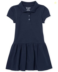 The Children's Place Baby Toddler Girls Short Sleeve Picque Polo Dress, Tidal Single, 2T
