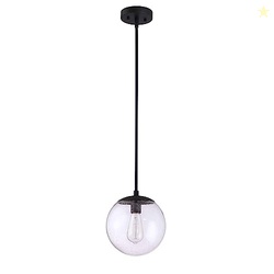 Design House Gracelyn 1-Light Dimmable Pendant Light, Seeded Glass, Matte Black, 9.06 in x 9.06 in x 48.23 in, 588509