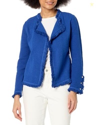 NIC+Zoe Fringe Mix Knit Jacket, Mazarine, XXL