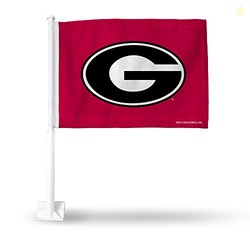 Rico Industries NCAA Georgia Bulldogs - Red G Car Flag with included Pole