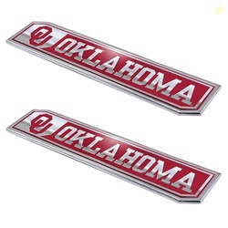 FANMATS 60844 Oklahoma Sooners 2 Piece Heavy Duty Aluminum Embossed Truck Emblem Set, 1.75 x 8.25