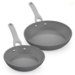 DASH Dream Green Ceramic Frying Pan Set of 2, 9.5" & 11" Fry Pans, Slate Grey - Recycled Aluminum and Ceramic, Nonstick Cookware Set, Oven Safe and Compatible with All Cooktops