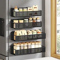 SONGMICS Strong Magnetic Spice Rack for Refrigerator, Set of 4