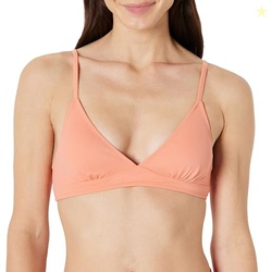 Amazon Essentials Women's Light-Support Classic Bikini Swimsuit Top, Coral Pink, Medium