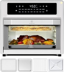 Kitchen Elite Air Fryer Toaster Oven Combo,26.4 Qt Large Countertop Oven,18 Presets & 1 Preheat & Light,With Airfryer Basket,Wire Rack,Baking Pan,Crumb Tray,Multi-Layer Cooking,Stainless Steel