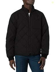 Dockers Men's Diamon Quilted Cotton Open-Bottom Bomber Jacket, Black, Small