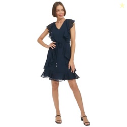 Tommy Hilfiger Women's Dress Fit and Flare,Sky Captain,4
