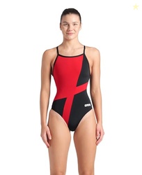 ARENA Women's Swimsuit Diamond Team Performance MaxLife Sports Suit Light Drop Back One Piece Bathing Suit Competition Training Swimwear, Black/Red, US Size 26