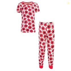 Touched by Nature Kids' Organic Cotton Tight-Fit Pajama Set, POPPY, 12-18 Months