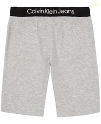 Calvin Klein Boys' Pull-On Knit Jogger Shorts, Drawstring Closure, Lt Grey Heather, 14-16