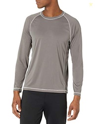 Amazon Essentials Men's Long-Sleeve Quick-Dry UPF 50 Swim Tee, Charcoal, Large