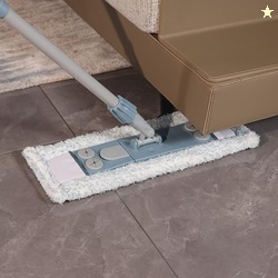 Homilifibra Dust Mop for Floor Cleaning,Magnetic Floor Flat Mop with 2 Washable Pads -Extendable 64 Iron Handle for Hardwood Tile Marble Laminate Floors,Blue&Gray