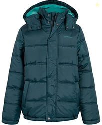 Calvin Klein Boys' Heavy Weight Hooded Bubble Jacket With Polar Fleece Lining, Eclipse Deep Cyan FM00, 4
