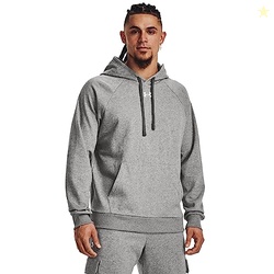 Under Armour Men's Rival Fleece Hoodie, (025) Castlerock Light Heather / / White, Small Tall