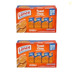 Lance Sandwich Crackers, ToastChee Peanut Butter, 20 Individually Wrapped Packs, 6 Sandwiches Each (Pack of 2)
