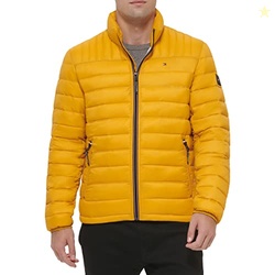 TOMMY HILFIGER MEN'S ULTRA LOFT LIGHTWEIGHT PACKABLE PUFFER JACKET (STANDARD AND BIG & TALL), YELLOW GOLD, MEDIUM